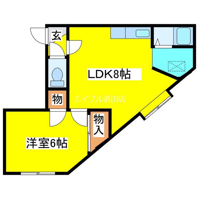 真栄ガーデンヒルズA(1LDK/2階)の間取り写真