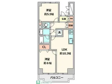 コンドミニアムヴェル大倉山(2LDK/2階)の間取り写真