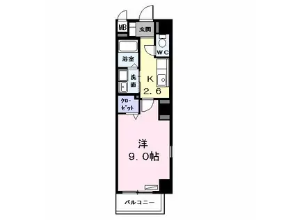 レジデンスK-1(1K/3階)の間取り写真