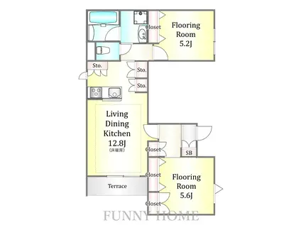 CHEZMOI(2LDK/1階)の間取り写真