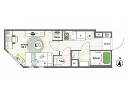 タスキスマート新宿(1K/4階)の間取り写真