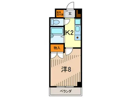 ロシェ宝塚(1K/2階)の間取り写真