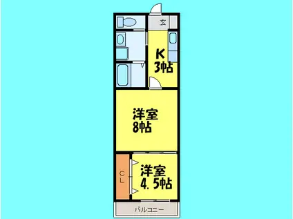 K&Y寺塚(2K/2階)の間取り写真