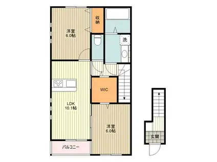 ナテューるレギューム/フルーる(2LDK/2階)の間取り写真