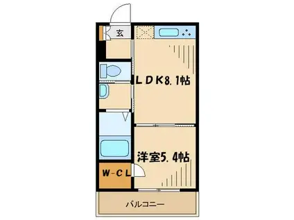 AKマンションⅦ(1DK/1階)の間取り写真