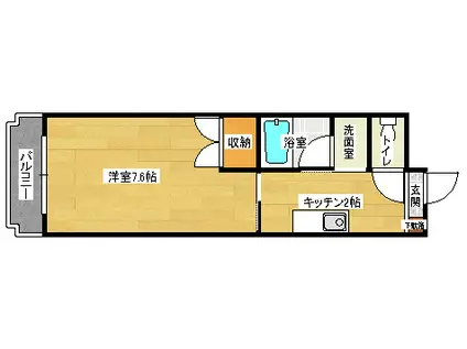 HAMAOKA.BLD(1K/2階)の間取り写真