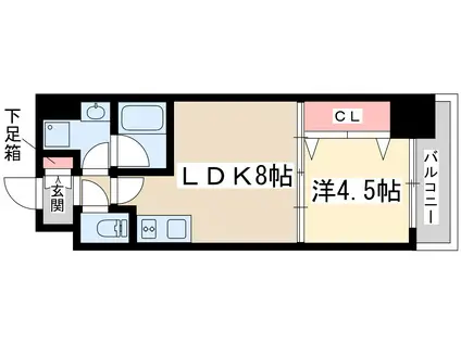 ブラービ新大阪(1LDK/2階)の間取り写真