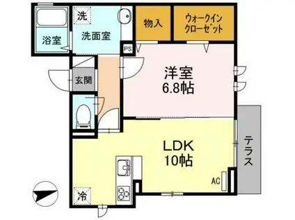 グランアンス(1LDK/2階)の間取り写真