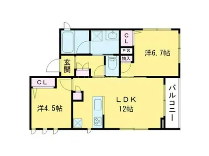 エンジェル榮(2LDK/3階)の間取り写真
