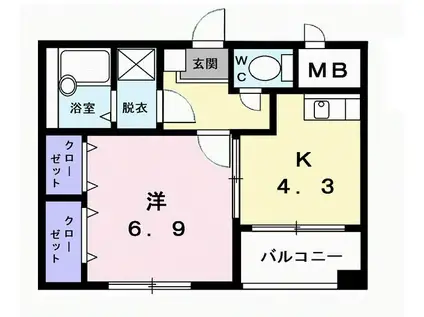 ノースハイツ藤(1K/2階)の間取り写真