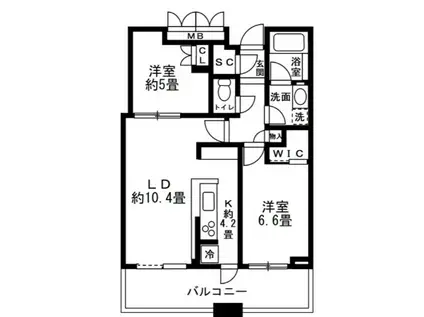 パークタワー目黒(2LDK/18階)の間取り写真