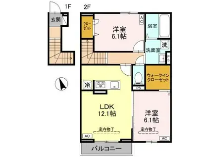 D-ROOM東小保方町(2LDK/2階)の間取り写真