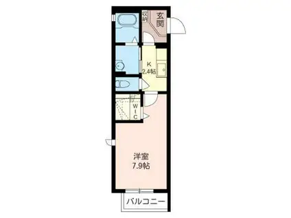エルシエロクラーロC(1K/1階)の間取り写真