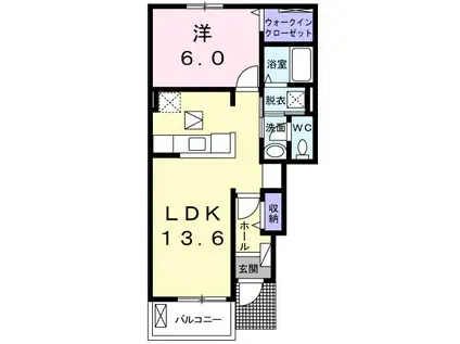 フィオーレA(1LDK/1階)の間取り写真