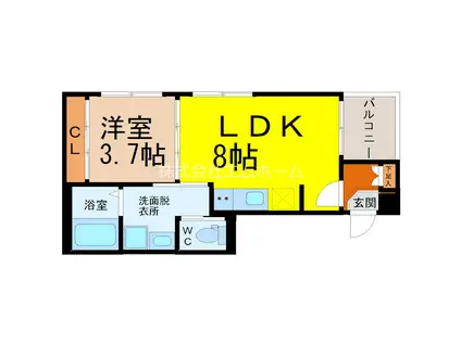ハーモニーテラス山木II(1LDK/3階)の間取り写真