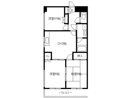 メジャーモ広町(3DK/2階)の間取り写真