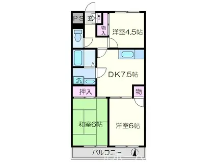 グリーンパーク(3DK/1階)の間取り写真