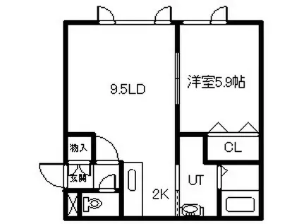  豊華Tハウス(1LDK/2階)の間取り写真