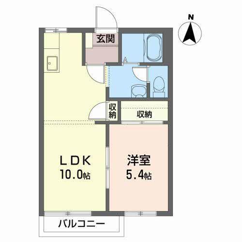 タウンハウスながい(1LDK/2階)の間取り写真