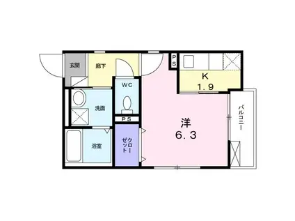 アルモニー(1K/2階)の間取り写真