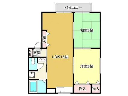 ガーデンハイツ若江東(2LDK/1階)の間取り写真