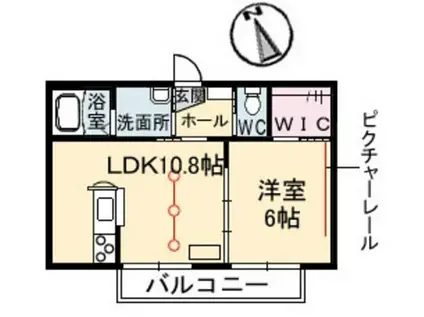 ムジークHAMADA(1LDK/2階)の間取り写真