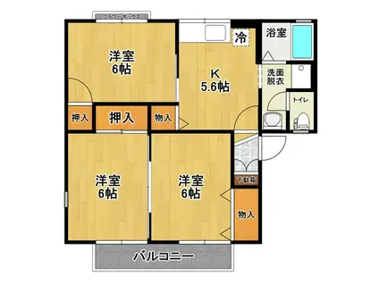 セルコートヒルB(3K/2階)の間取り写真