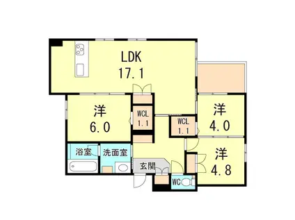 HEBEL MAISON 塚口(3LDK/1階)の間取り写真