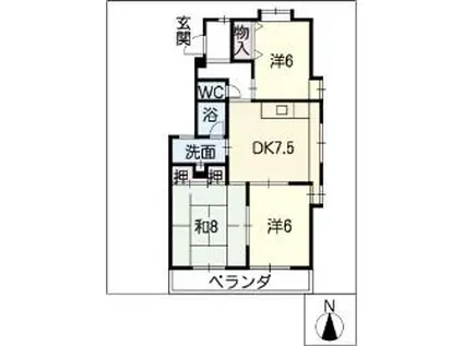 ラ・フォーレ杁ヶ池(3DK/3階)の間取り写真