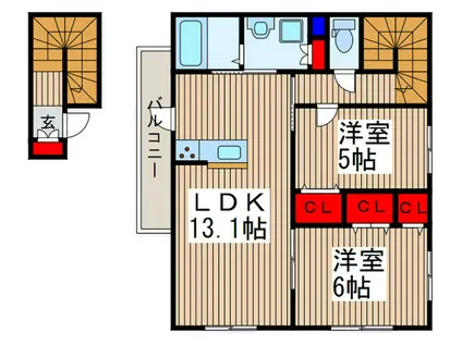 エトワール(2LDK/2階)の間取り写真