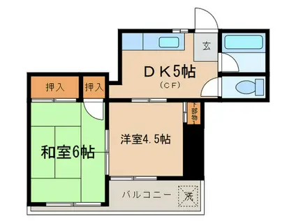 ザオーパークハイツ(2DK/3階)の間取り写真