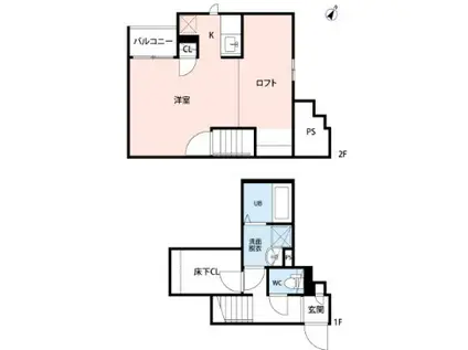 CB久留米ヴェール(1K/1階)の間取り写真