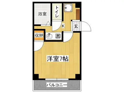ル・クレヨンルージュ(1K/4階)の間取り写真