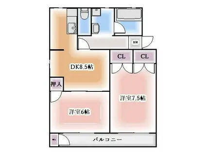 園山スリーハウス(2DK/3階)の間取り写真