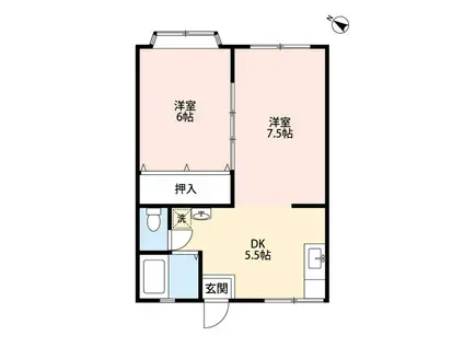 アークハイツI(1LDK/2階)の間取り写真