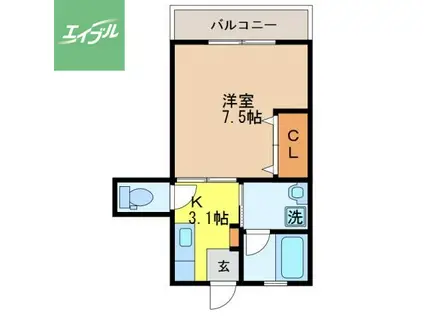 蛍茶屋SC(1K/2階)の間取り写真