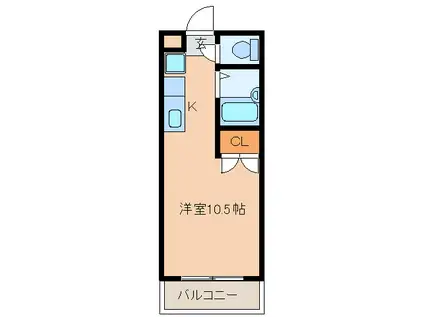 Uハイムマツマル(ワンルーム/3階)の間取り写真