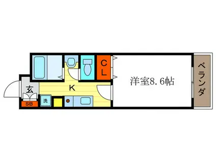 プレジール天神(1K/1階)の間取り写真