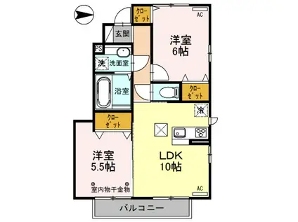 ハイグレードみずほ野III(2LDK/1階)の間取り写真