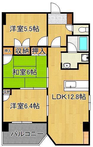 ウィルステージ霧ヶ丘(3LDK/4階)の間取り写真