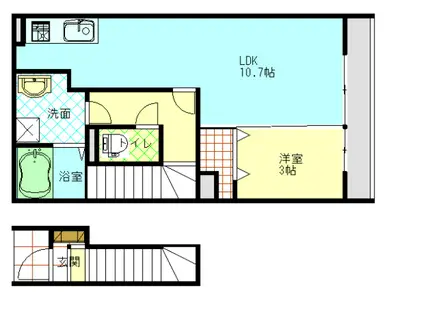 D-ROOM東大通II(1LDK/2階)の間取り写真