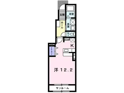 フォレスタ デ フィオーレ(ワンルーム/1階)の間取り写真