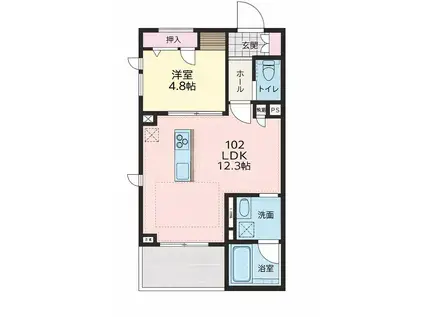 ペガサスハイム II(1LDK/1階)の間取り写真