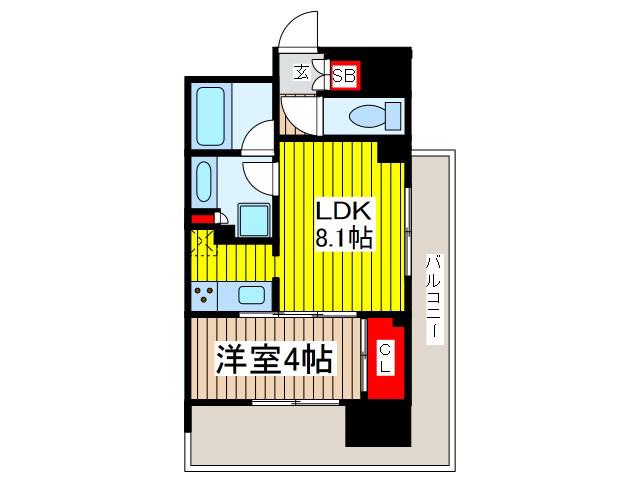 NEBEL蕨中央(1LDK/13階)の間取り写真