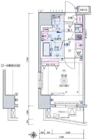 リヴシティ田町(1K/5階)の間取り写真