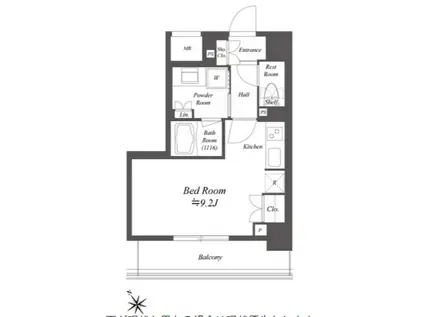 レジデンシャル目黒(ワンルーム/6階)の間取り写真