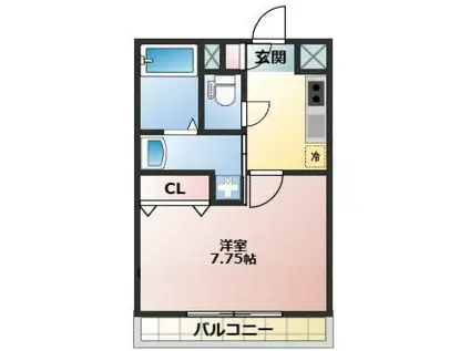 AUBE(1K/1階)の間取り写真