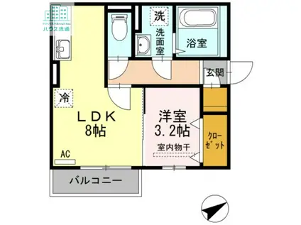 リッチローズ(1LDK/2階)の間取り写真