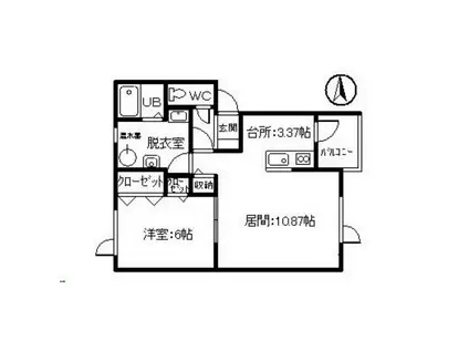 ハウスオブローズ11(1LDK/2階)の間取り写真