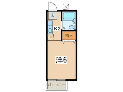 カーサ白楽(1K/2階)の間取り写真